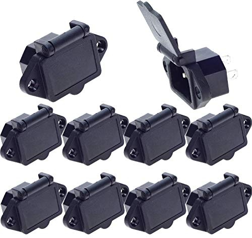 VISSQH 10 Pcs AC 250V 10A IEC 320 C14 Panel Mount Plug Adapter Power Connector Socket, kettle lead socket, 3 Pin, with Spring Cover