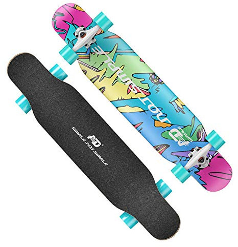 NENGGE 42 Zoll Longboard Maple Skateboard Jungen und Mädchen Brush Street Dance Board Anfänger Erwachsene Jugend Allrad-Skateboard Profi Komplettboard Cruiser,D