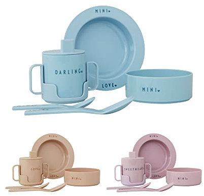 Design Letters MINI kindergeschirr gesetzt | Dänisches Design Buntes Kindergeschirr | Hochwertige Qualität tkinder geschirrset ideal für Frühstück, Snacks | BPA Free, BPS Free, Spülmaschinenfest