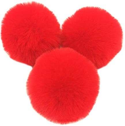 10 Pompones de Piel Sintética de Conejo de 8 cm, Bolas de Peluche para Manualidades, Gorros Colgantes, Decoración para Mujeres y Niñas, Llaveros