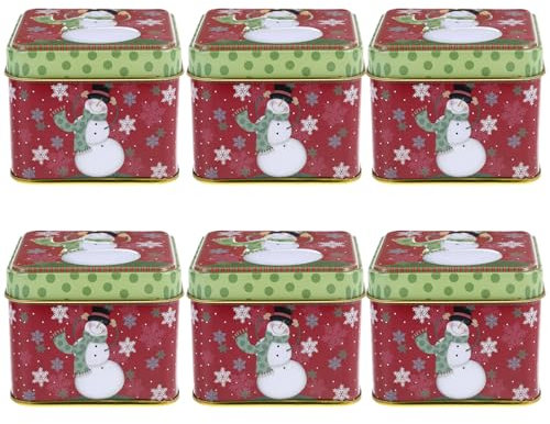 BESTonZON Lot de 6 boîtes à biscuits en métal - Petites boîtes à biscuits vides avec couvercle en tôle - Rétro - Boîte de conservation vintage