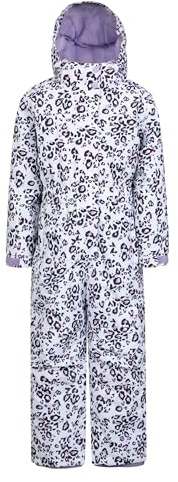 Mountain Warehouse Cloud Kids Snowsuit - Waterproof, Adjustable, One Piece Jumpsuit with Taped Seams & Fleece Lining, Girls & Boys - Winter, Ski & Rain Lilac (Printed) Kids Size 2-3 Years
