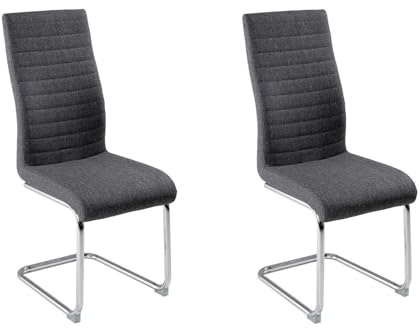 Home4You Schwingstuhl 2er Set - Dunkelgrau - Webstoff - Freischwinger Esszimmerstuhl