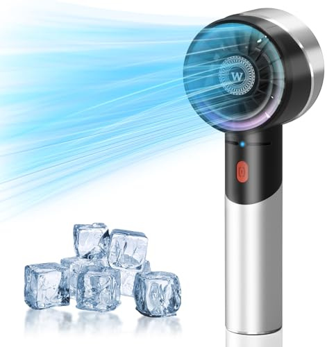 Wrischan Ventilador de Mano, Mini ventilador USB, Alta Velocidad Ventiladores Portátil, 4 Niveles, Máximo 7500 RPM, Pequeño Ventilador de Bolsillo para Hogar, Oficina y Exterior(Negro Plata)