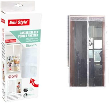 Moustiquaire magnétique pour porte, 90 x 210 cm, couleur blanche, moustiquaire anti-insectes avec autocollant, facile à installer