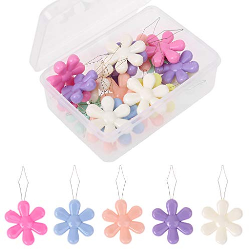 Kexpsogy Lot de 20 enfile-aiguilles multicolores en forme de fleur pour broderie, couture et couture