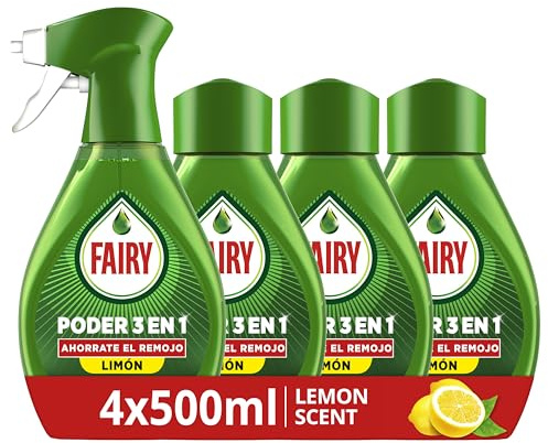 Fairy Poder Sin Remojo Limón Spray Recambio, Vajilla y Cocina, Antigrasa, 2000ml, Paquete de 4