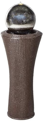 Gartenbrunnen mit LED Licht braun Harz Springbrunnen Kugel Fontäne Zenyatta
