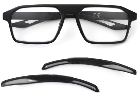 KoKoBin Occhiali da lettura regolabili per uomo e donna, alla moda e sportivi Anti-luce blu Occhiali (Nero grigio, 2.5, x)