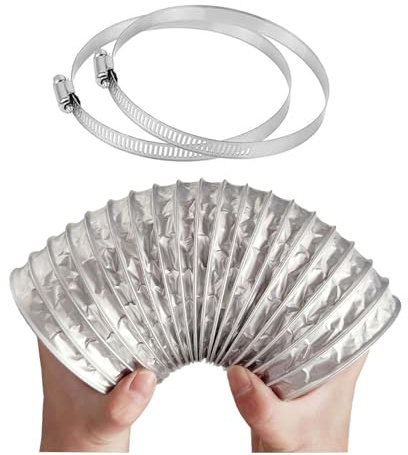 Flexibel ventilationsslang av aluminium, Aluminiumfolieslang Ø 80-200mm 2 klämmor ingår(1.5m,160mm)