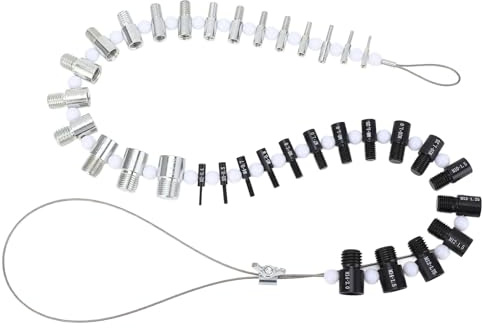 Baxnore Comprobador profesional de roscas de tuercas y pernos, calibre de tamaño de acero inoxidable con 34 calibres métricos imperiales desmontables para mecánicos, carpinteros y