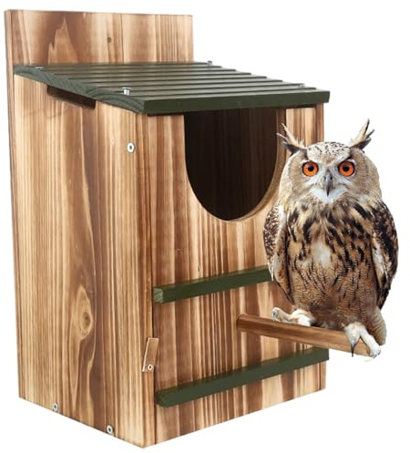 Casa de búhos, Casas de Madera para pájaros para Exteriores, Caja Nido para búhos con Poste de pie, fácil Montaje, Requiere casa, Casas para pájaros para Exteriores, Cajas para, Caja Nido, Chilli