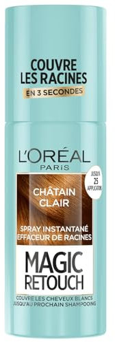L’ORÉAL PARIS - Spray Instantané Correcteur de Racines & Cheveux Blancs - Hommes & Femmes - Magic Retouch - Châtain Clair - 75ml