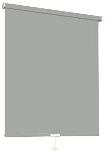 Springrollo Mittelzugrollo Schnapprollo Fenster Rollo Vorhang 16 Farben Breite 62-242 cm Höhe 160 und 230 cm blickdicht lichtdurchlässig Sonnenschutz Sichtschutz Blendschutz (122 x 160 cm Grau)