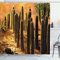 ABAKUHAUS Kaktus Duschvorhang, Sonnenuntergang in Wild Wüste, Stoffliches Gewebe Badezimmerdekorationsset mit Haken, 175 x 200 cm, Lachs Grün