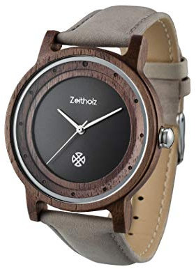 Zeitholz Holzuhr Herren, Unisex, Armbanduhr, Holzuhren Eibenstock Kollektion, Analog, 40mm, 100% Naturholz mit Japanischem Quarzwerk. (Walnuss)