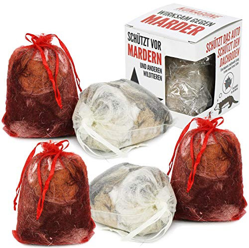 com-four® 6X Marderschreck, tierfreundliche Marderabwehr, unschädliches Fernhaltemittel aus Hundehaaren, Haustierabwehr & Wildtierabwehr, Marderschutz