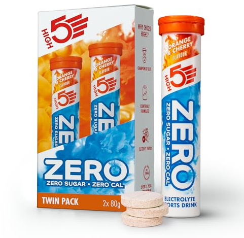 HIGH5 ZERO Elektrolyte Ohne Zucker - Hydration Helper, Für Mehr Leistung und Wohlbefinden - Potassium Calcium Magnesium Brausetabletten - Orange & Kirsche, 160 Elektrolyte Tabletten (8 x 20 Stück)
