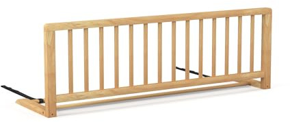 NIDALYS Barriere de Lit Enfant - 120 cm Bois Naturel - Idéal pour éviter Les Chutes - Sangles de Maintien