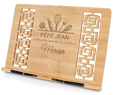 Maverton Pupitre Livre pour homme - Support de Lecture gravé pour lui - 24cmx39cm - Bois de bambou - Accessoire personnalisé - Pour livre de cuisine - Pour Anniversaire - Cuisinier