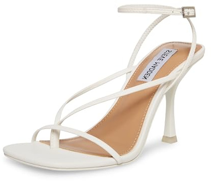 Steve Madden Women's Annie Heeled Sandal, White, 7.5 UK
