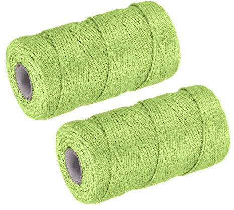 sourcing map 328 Pies Jardín Cordel, 2mm Artesanía Yute Cordel Cuerda Yute para Arte Obras, Bricolaje Artesanía, Regalo Envoltura, Frutas Verde Paquete de 2