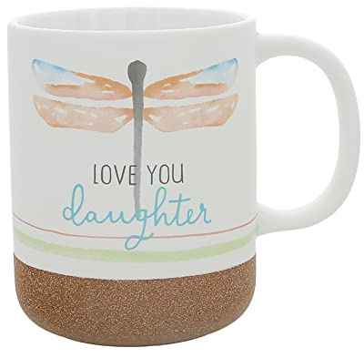 Pavilion - 16 oz 473 mL Coffee Mug Tea Cup Striped Sandy Glazed Bottom Watercolor Bestie BFF Friendship Mom Grandma Sister Daughter Encouragement Gift Present (Daughter)