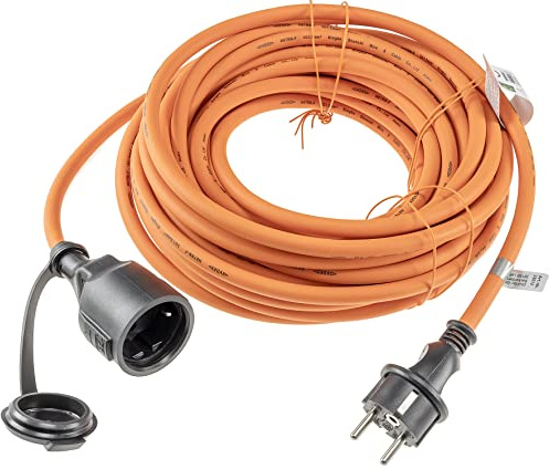 ChiliTec Verlängerungskabel 10m mit Schutzkappe für Aussen Innen - Gummikabel H07RN-F 3G1,5 IP44 Schutzkontakt Stromkabel Elektrokabel für Baustelle Garten Rasenmäher Orange