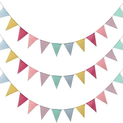 3 pièces Triangle Vintage Decoration,12M 36 Guirlande de Fanions Chaîne de fanions Drapeaux Guirlande de Fanions pour la fête de Mariage Noël fête d'anniversaire de Mariage décoration Banner Wimpel