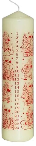 EWA Kerzen Ebersbacher Adventskalenderkerze, Siebdruck mit Motiv, Elfenbein, (Ø x H) 50 x 200 mm