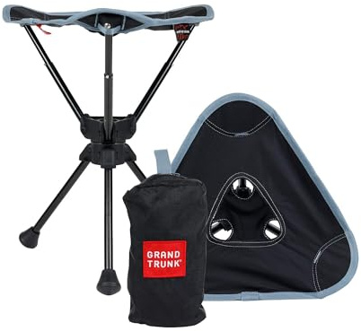 GRAND TRUNK Compass 360° UC Swivel Stool | Ultra-Compact Foldable Camping Seat | 260 lb Capacity | 7000 Series Aluminum Frame, Portable for Hiking & Travel | Sea Black