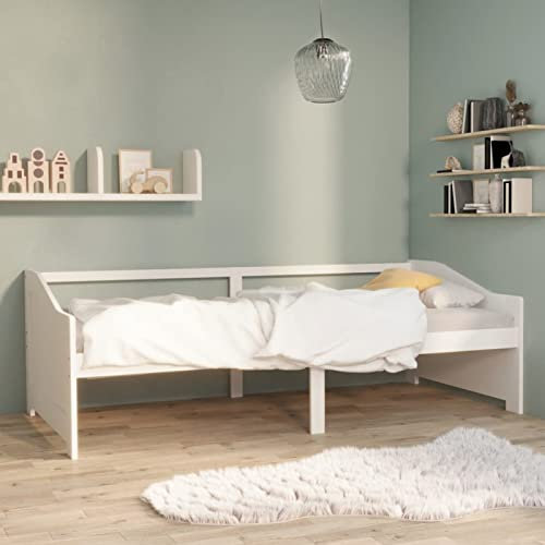 CIADAZ Bäddsoffa, 3-sits i massivt trä, vit furu, 90 x 200 cm, sängstruktur, vardagsrumssoffor, Relaxsoffa, Soffa, Bed, Sängbas, Sängram, Sängram