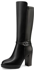 QUEEN HELENA Stivali con Plateau Casual con Tacco Zip Laterale Donna X31-114 (Nero, Sistema Taglie Calzature EU, Adulto, Donna, Numero, Media, 40)