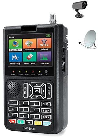TV Signal Strength Meter, VF-6900 Satellite Finder HD Digital Meter for Satellite Receiver 1080P HD,DVBS/S2 Satfinder Handhel Meter CCTV AHD 8MP Sat Finde,Camping Essentials(VF-6900 PRO)