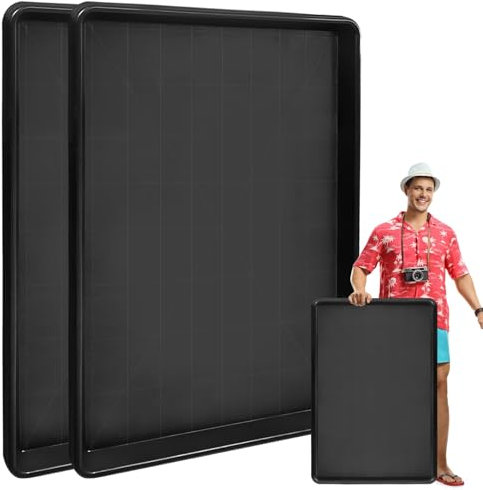 YEXEXINM 2 Pcs Extra Large Drip Tray, 35.4 x 24 x1.6 Inches Oil Drip Pan for Under Car, Plastic Oil Change Pan, Fluid Drain Pan Black Oil Catch Pan Replacement Tray for Garden Greenhouse Muddy Boots