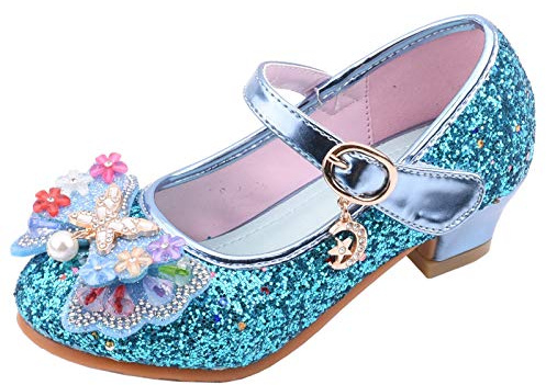 Chaussures à talons filles - Chaussures princesse filles Chaussures scintillantes Chaussures princesse Cosplay avec paillettes Chaussures de fête Mariages Sandales Élégantes Chaussures à talons pour