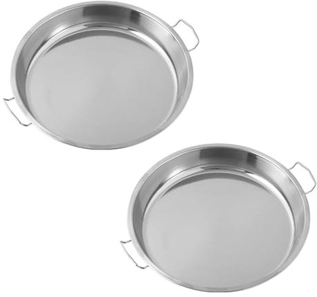 Paquete de 2 bandejas de acero inoxidable para servir alimentos, platos de vapor, sartenes para servir liangpi, moldes para cocinar al vapor y servir