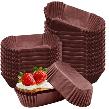 Aggiorna 1000pz Fodere Mini per Teglia da Pane Ovale, Fodere di Carta per Muffin e Cupcake, Fodere Monouso in Carta per Teglia da Pane, Fodere per Dolci, Snack, Cupcake, Muffin (marrone, Grande)