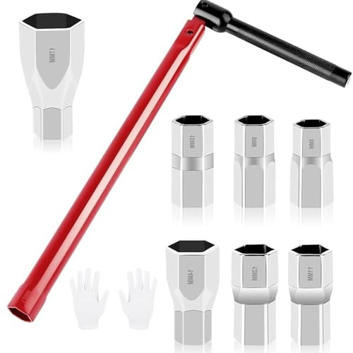 GQunit 8-17mm Faucet Bathroom Back Nut Kit Changeable Wrench Socket Adjustable Box Spanners, Tap Spanner Set with 7 Sockets Nut for Bath Basin Kitchen Sink Plumber Tap Installation Tool