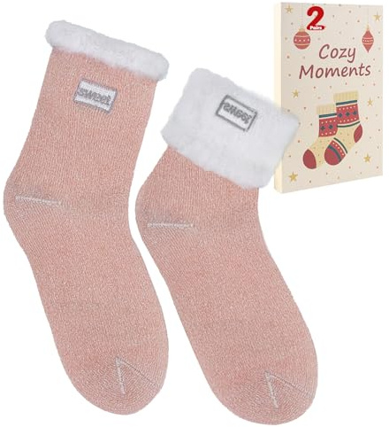 Ruryxel 2 Paia Calze di Lana Invernali, Calze Termiche Donna,Set Regalo di Calzini Natalizi, Calzini Invernali come regali di Natale per donne, mamma, nonna (35-42)