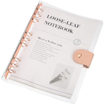 PATIKIL 90 Hojas Carpeta De Cuaderno B5 Transparente De PVC Recargable | Cubierta De Planificador, Carpeta De Planificador Con Cierre, Con 9 Anillos, Con 90 Hojas De Papel Rayado En El Interior