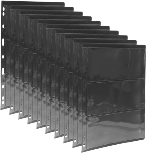 YARNOW Classeur Noir pour Collection de Timbres, 10 Feuilles Pvc Transparentes Double Face, Pages Mobiles pour Album Philatélique, Fournitures de Philatélie, Rangement Solide