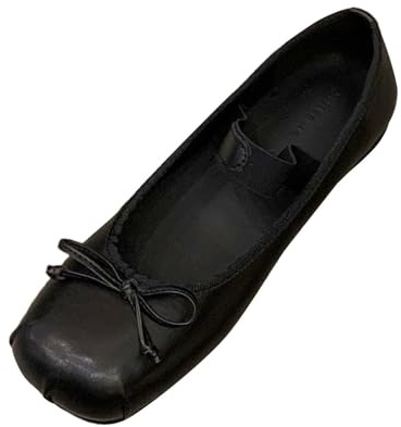 Ballerinaskor, dam, med rosett, Mary Jane-skor, ballerina, skor, balettskor, elegant remballerina, halvskor, platta bröllopsskor, loafers, klädskor, damskor tofflor, båtskor