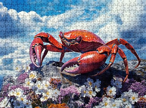 Pussel 1 000 delar, träpussel för vuxna krabbor djur impossibla klassiska jigsaw pussel 75 x 50 cm, familjespel, pussel stressminskning tankespel, pusselälskare w0-701
