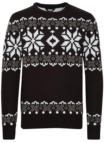 Solid Norwig Jersey De Punto Suéter Sudadera De Punto Grueso para Hombre con Cuello Redondo, tamaño:M, Color:Black (9000)