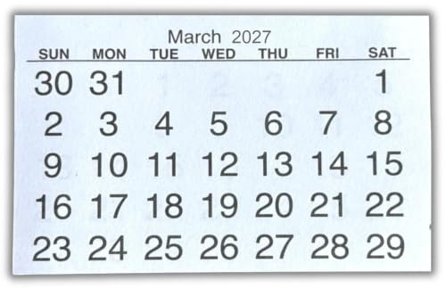 PaulStore 2027 Mini Calendar Tabs (5-Pack) | White Tear-Off Month-to-View Calendar Pads for Crafts, Knitting, & DIY Crafting Projects