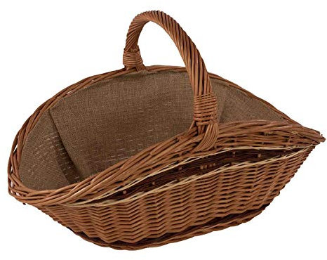 decorwelt Cesta para leña de chimenea con forro interior, 68 x 44 x 40 cm, cesta de mimbre con inserto de yute para leña, cesta de madera trenzada, cesta de mimbre para chimenea, cesta de mimbre