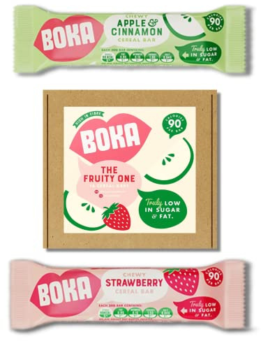 Boka Food Mixed Pack Cereal Bars 16 x 30g Bars - The Fruity One, Healthier Snack for Kids & Adults, Vegan Cereal Bars, Low Sugar & High Fibre - Low Fat Snack Bar. Nut Free