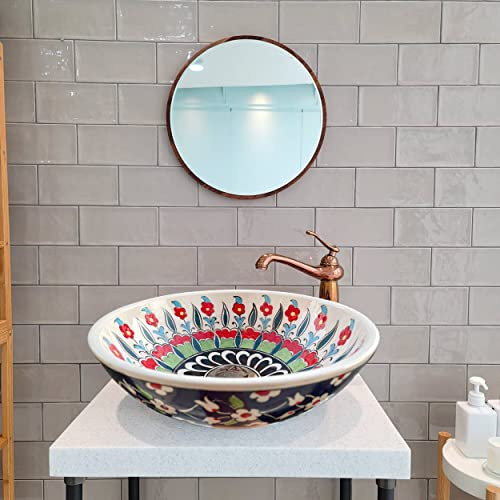 Ceramic Beautiful Flower Basin, Bathroom Vessel Sink, Countertop Basin, Bowl Sink Lavatory, Bathroom Remodel, Bath Vanity Glossy Washstand