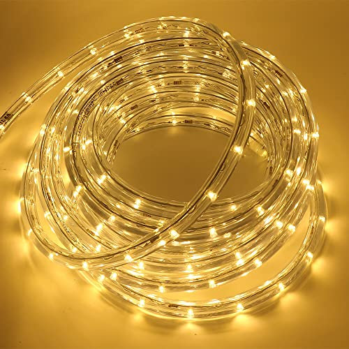 Wisada LED Lichtschlauch Außen, 7M 36LEDs/m Gelb Schlauch 220V Tube Light Indoor Leuchtstoffröhre, Outdoor Lichter Wasserdicht für Terrasse Wohnzimmer Weihnachten Partydeko